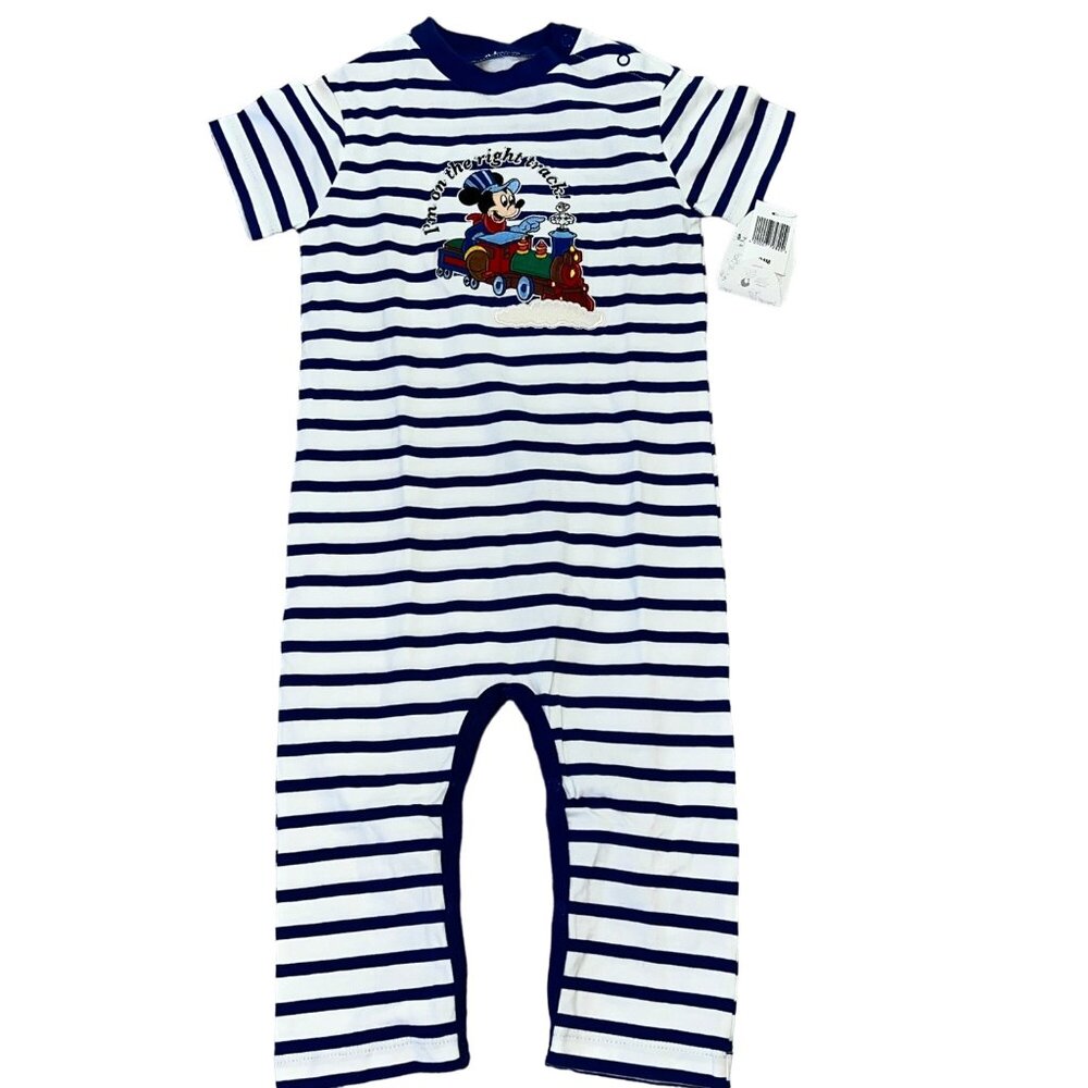 Disney Parks Mickey Mouse Train Jumper Blue/White 24 mo NWT